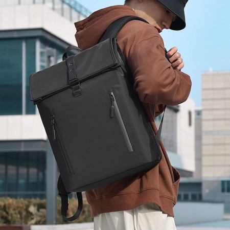 개업판촉물 블랙 대용량 스퀘어 캐주얼 노트북 백팩 대표이미지