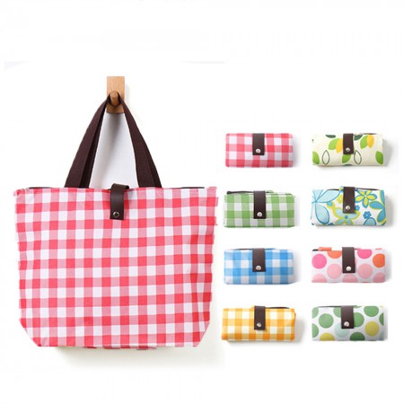 개업판촉물 그린 패턴 휴대용 접이식 장바구니 대표이미지