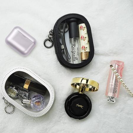 개업판촉물 실버 휴대용 원형 마그넷 메이크업 거울 파우치 대표이미지