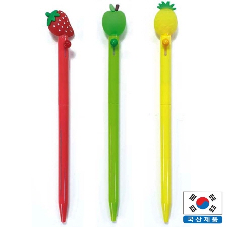 과일 캐릭터 볼펜 0.7mm 검정잉크 홍보용 참신한 볼펜