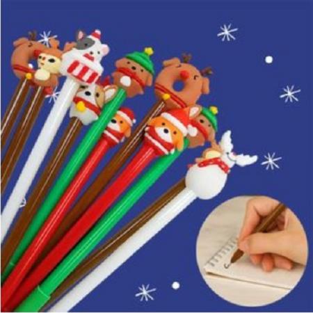 메리 크리스마스 컬러풀 젤펜 12본 세트 선물용 판촉물