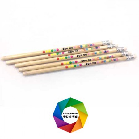 원목 원형자 5개입 연필 인쇄 판촉물 홍보용품 세트