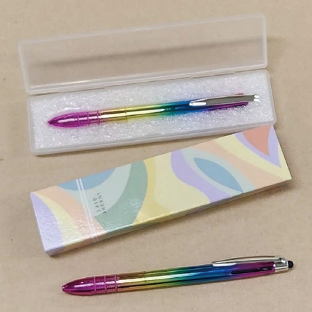 무지개 3색 UV 볼펜 닥터그립 펜케이스 세트 판촉물