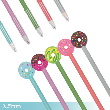 도넛 볼펜 6색 세트 판촉물 귀여운 캐릭터 사무용 필기구