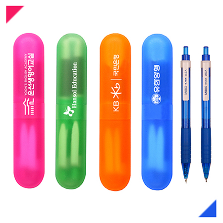 컬러풀 실리콘 케이스 노크식 볼펜