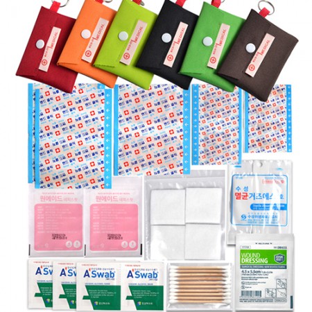 지갑형 휴대용 4색 스마일 캐릭터 일회용 밴드세트