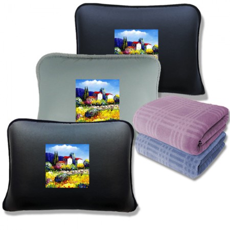 PU가죽 3인용 쿠션 도트패턴 블랙 수납 담요