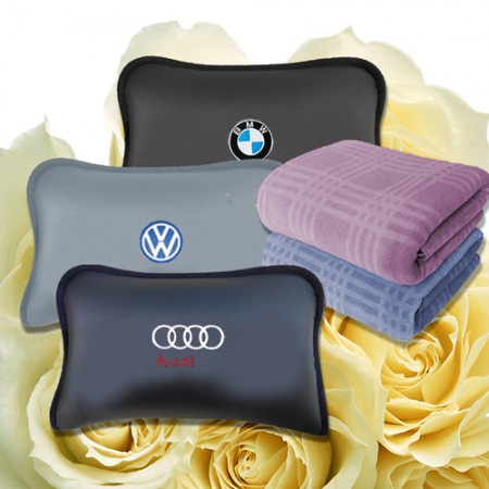 PU가죽 멀티 넥쿠션 담요 세트 이니셜 자수 기념품