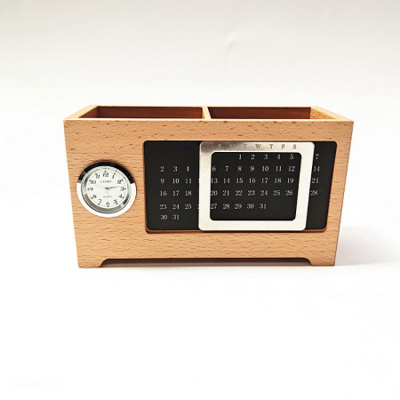 다기능 원목 책상 정리함 펜꽂이 시계 다기능 원목 책상 정리함 펜꽂이 시계