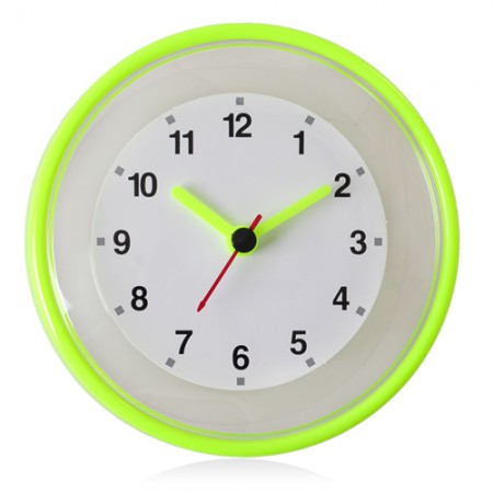 그린 컬러 흡착 원형 욕실시계