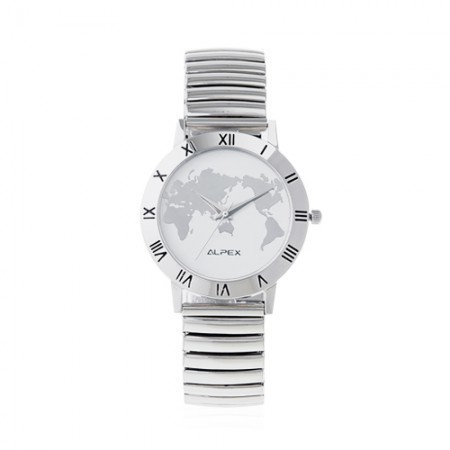 실버 스테인리스 스틸 아날로그 시계 브랜드 각인