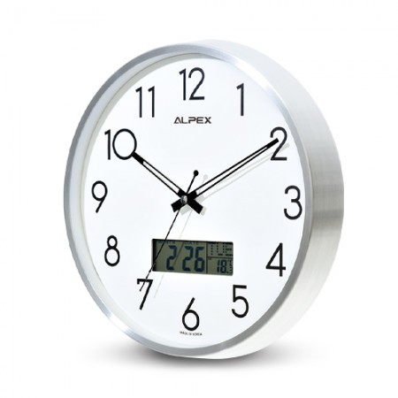 화이트 디지털 LED 아날로그 원형 벽시계