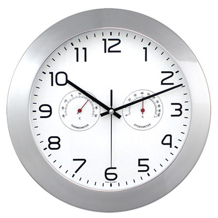 실버 온습도 표시 아날로그 인테리어 벽시계