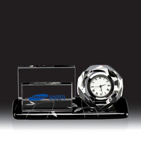 크리스탈 탁상시계 투명 오피스 인테리어 명패 시계