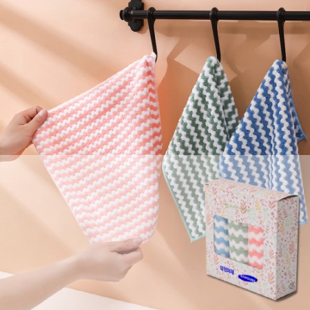 격자무늬 블루 극세사 흡수력 주방 행주