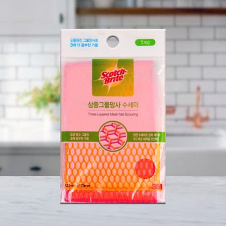 삼층그물망사 컬러풀 주방청소 극세사 행주