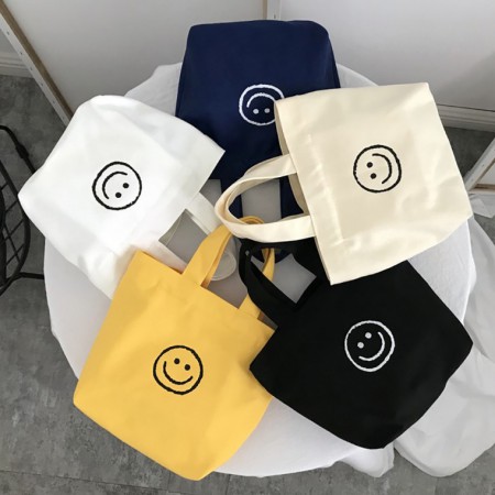 체크포인트 스마일 캔버스 에코백 토트백 가방