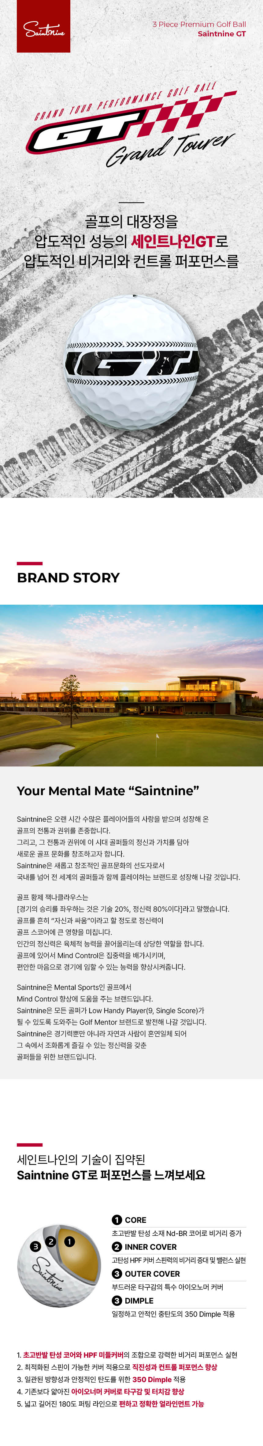 화이트 3피스 프리미엄 골프공 세트 세인트나인