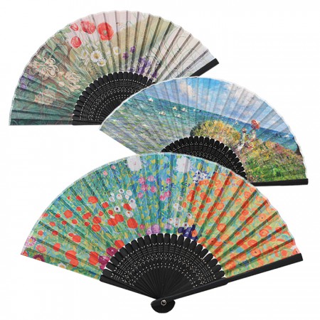 한국의 미 컬러 실크 전통 접이식 부채