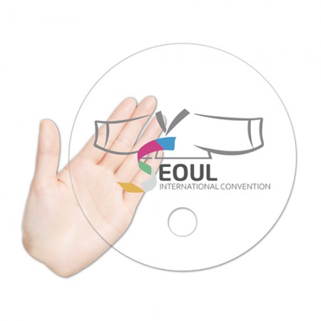 화이트 고급형 PP 휴대용 접이식 원형 부채 화이트 고급형 PP 휴대용 접이식 원형 부채