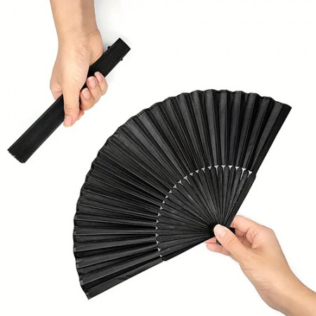 우아한 블랙 대나무 부채 접이식 휴대용 선풍기