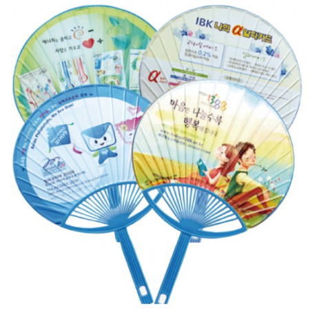 컬러풀 아동교육용 플라스틱 손잡이 원형 홍보부채