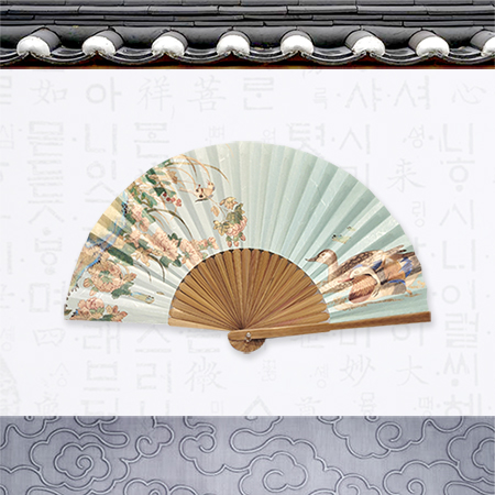 전통 꽃무늬 한국 미술 디자인 접이식 부채 전통 꽃무늬 한국 미술 디자인 접이식 부채