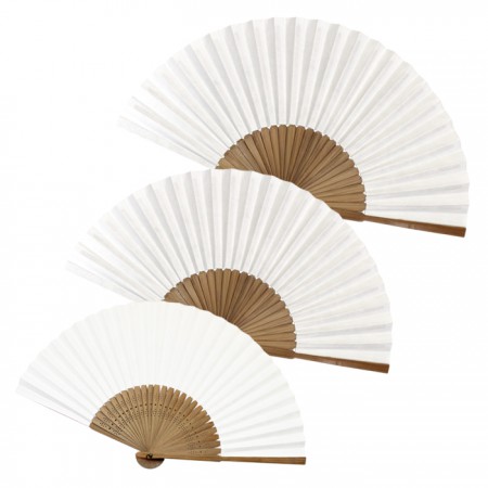 화이트 전통 대나무 접이식 부채