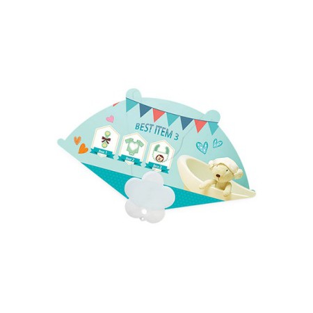 3단 화이트 강아지 캐릭터 접이식 부채