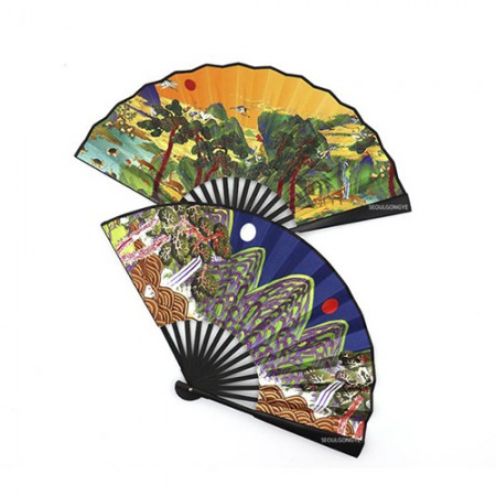 전통 문양 프리미엄 대나무 접이식 부채