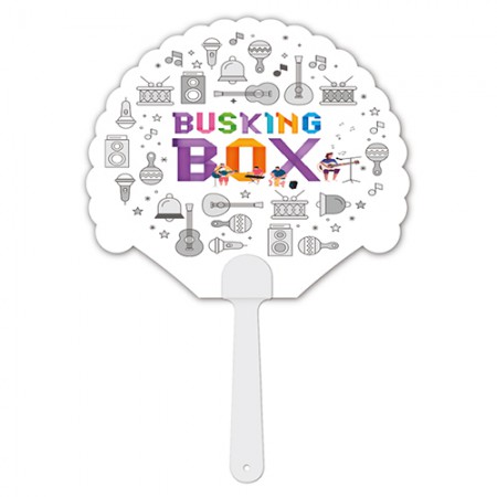 화이트 양면 PP재질 라운드 홍보용 부채