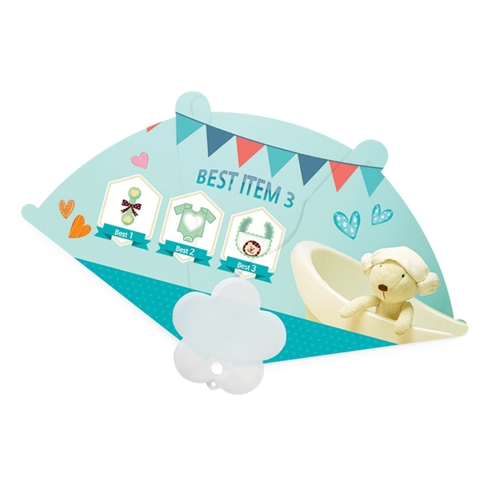 3단접이 컬러 투명손잡이 휴대용 접이식 PP부채