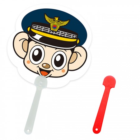 경찰관 캐릭터 라운드 PP 인쇄 홍보용 어린이 부채