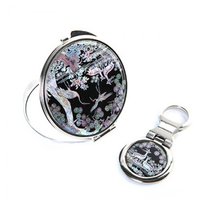 자개장식 고급 나전칠기 휴대용 손거울 자개장식 고급 나전칠기 휴대용 손거울