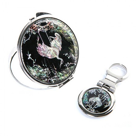 서승학 나전칠기 자개장식 휴대용 접이식 손거울 서승학 나전칠기 자개장식 휴대용 접이식 손거울