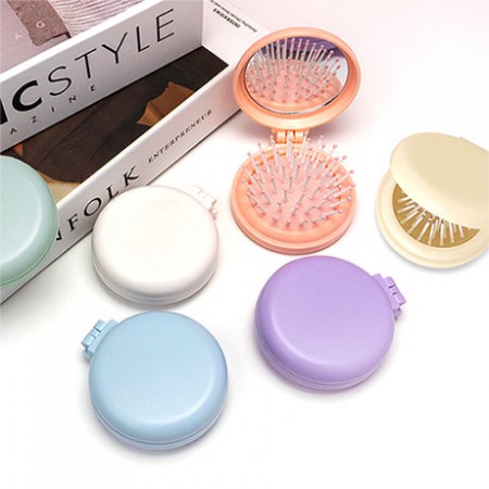 파스텔 컬러 휴대용 원형 접이식 손거울