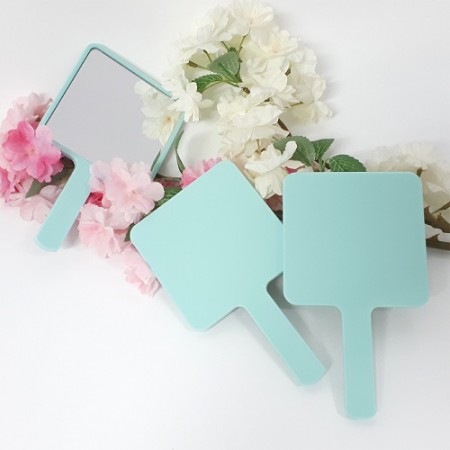 화이트 민트 스퀘어 양면 휴대용 손거울