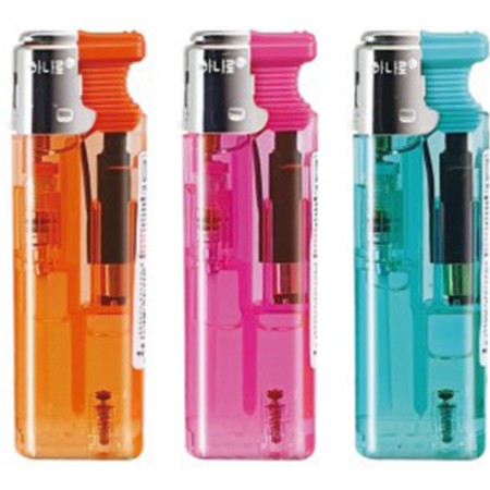 컬러풀 투명 전자라이터 5색 세트 콘터보투명 라이터