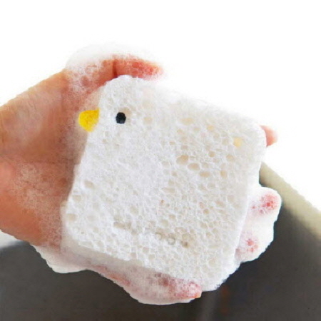 귀여운 오리모양 천연펄프 친환경 주방용 설거지 수세미