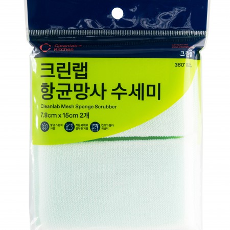크린랩 항균망사 수세미 그린 2매입