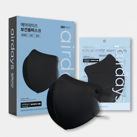 블랙 대용량 KF94 4중 필터 일회용 마스크