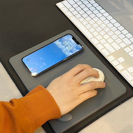 그레이 무선충전 다기능 마우스패드 핸드폰 충전기능 사무용