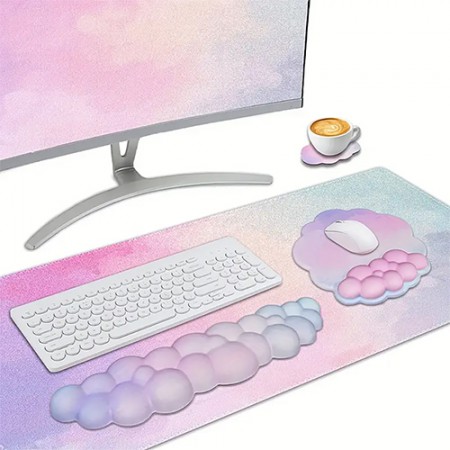 핑크 구름 무지개 그라데이션 대형 게이밍 마우스패드