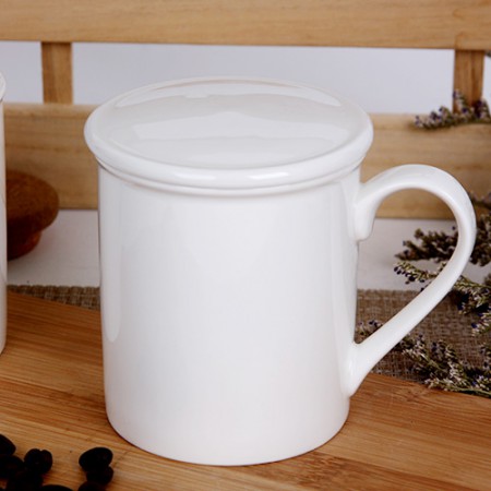 화이트 심플 도자기 사무용 머그컵 텀블러