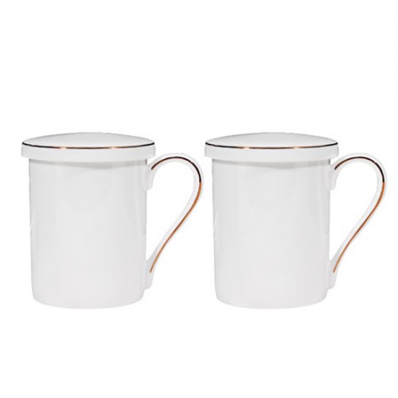 모던골드 뚜껑머그 2조 도자기 골드라인 세트 컵