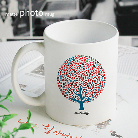 러블리독 화이트 도자기 손잡이 머그컵 세트