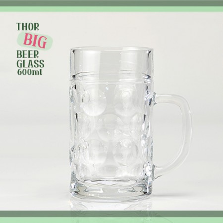 클래식 500ml 투명 유리 손잡이형 맥주잔