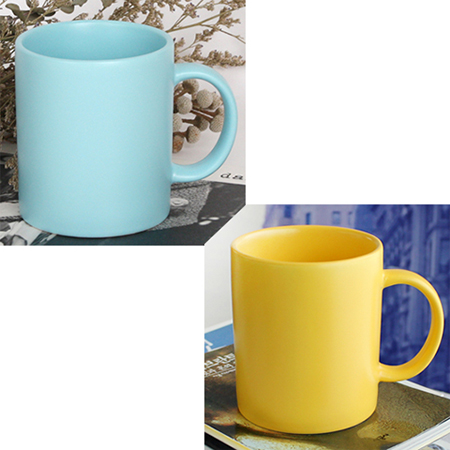 아리버 머그컵 일반형 스카이블루 옐로우 도자기