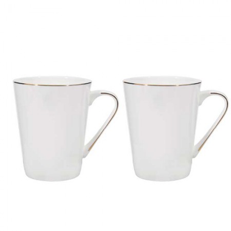 영국R 본차이나 화이트 모던골드 머그컵 2P 세트