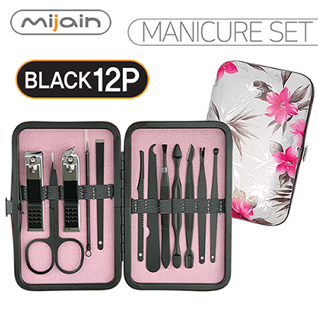 핑크 플라워 패턴 휴대용 미니 스테인리스 손톱깎이세트